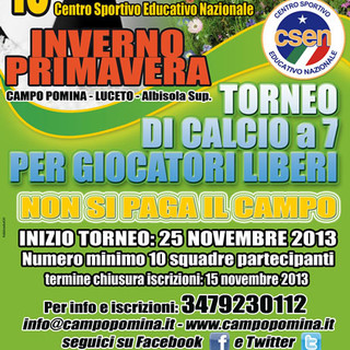 Calcio a 7: iscrizioni aperte per il 15° Torneo Csen