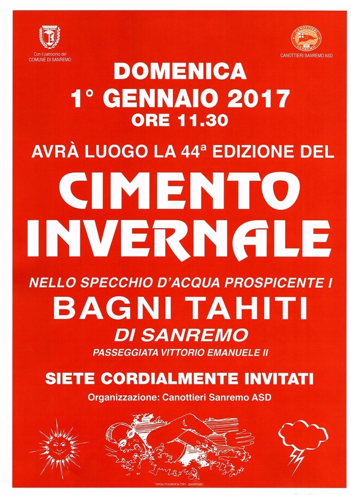 La Canottieri Sanremo organizza per il 1 gennaio 2017 il tradizionale cimento invernale