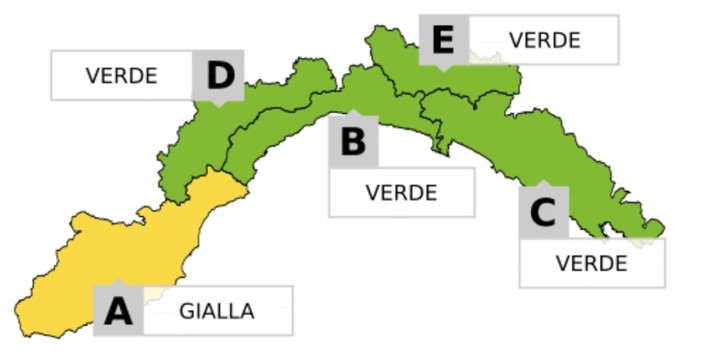 Allerta Meteo: Arpal emana il livello giallo per il ponente ligure