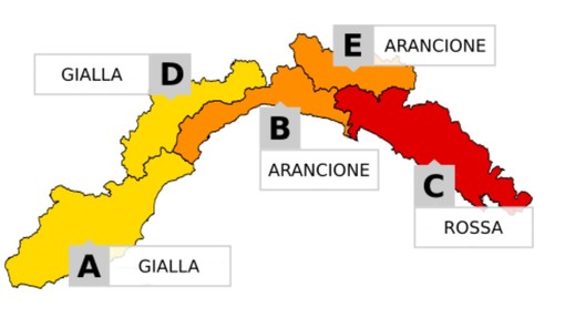 L'allerta meteo investe la Liguria. Livello rosso a Levante