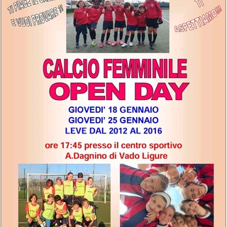 Calcio, Vado. Arrivano gli Open Day per il vivaio femminile