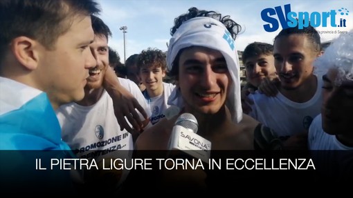 Calcio, Pietra Ligure. Festa grande per i giocatori di Pisano e alle interviste ci pensa Santiago Ayalas! (VIDEO)