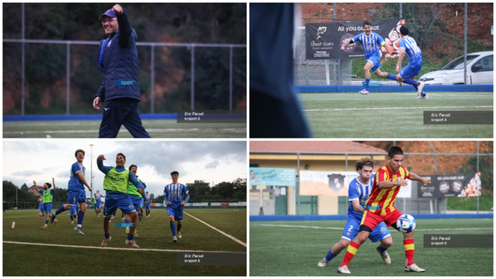 Calcio, Promozione. Il cuore biancoblu prevale, la zampata di Genduso vale i tre punti con il Millesimo: gli scatti (FOTOGALLERY)