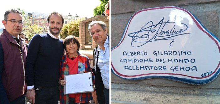 FOTONOTIZIA. Genoa, ecco la firma di mister Alberto Gilardino sul Muretto di Alassio