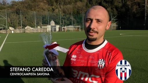 Calcio, Savona. Orgoglio e un premio speciale per Stefano Caredda: &quot;Continuiamo a onorare questa maglia, non era facile battere il Cogoleto con l'uomo in meno&quot; (VIDEO)