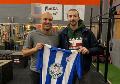 Federico Piazza e il presidente Raimondo nella palestra &quot;CrossGym&quot;di Augusto Gesso