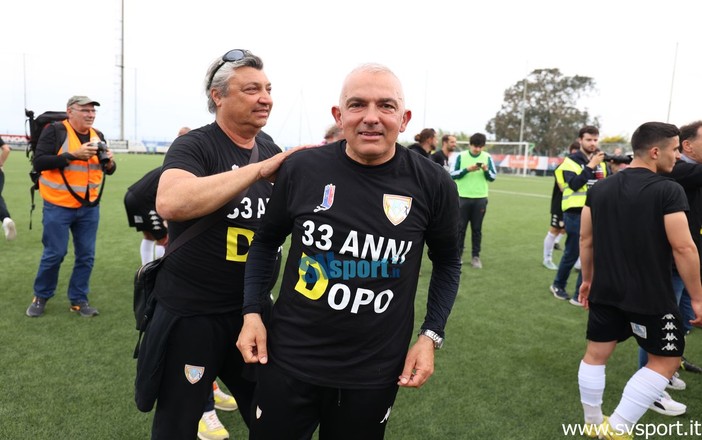 Calcio, Albenga. Si chiude un cerchio per Pietro Buttu: &quot;Ho riportato l'Albenga dove volevo. La dedica va a mio figlio Gabriele&quot; (VIDEO)