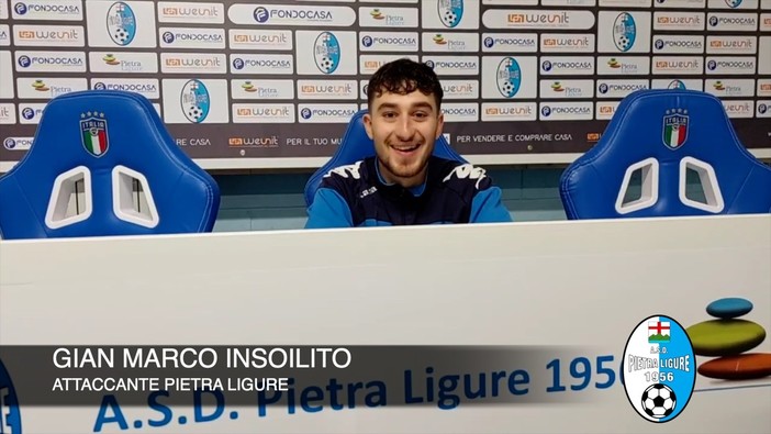 Calcio, Pietra Ligure. Il rigore di Gianmarco Insolito rilancia i biancocelesti: &quot;Fondamentale vincere gare così. L'astinenza dal gol? Sono in una società che mi fa star bene&quot; (VIDEO)