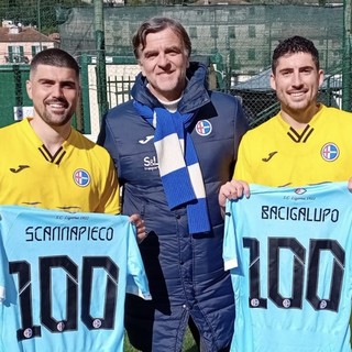 Calcio. Cento volte Scannapieco e Bacigalupo, il Ligorna celebra il traguardo tagliato dai propri senatori