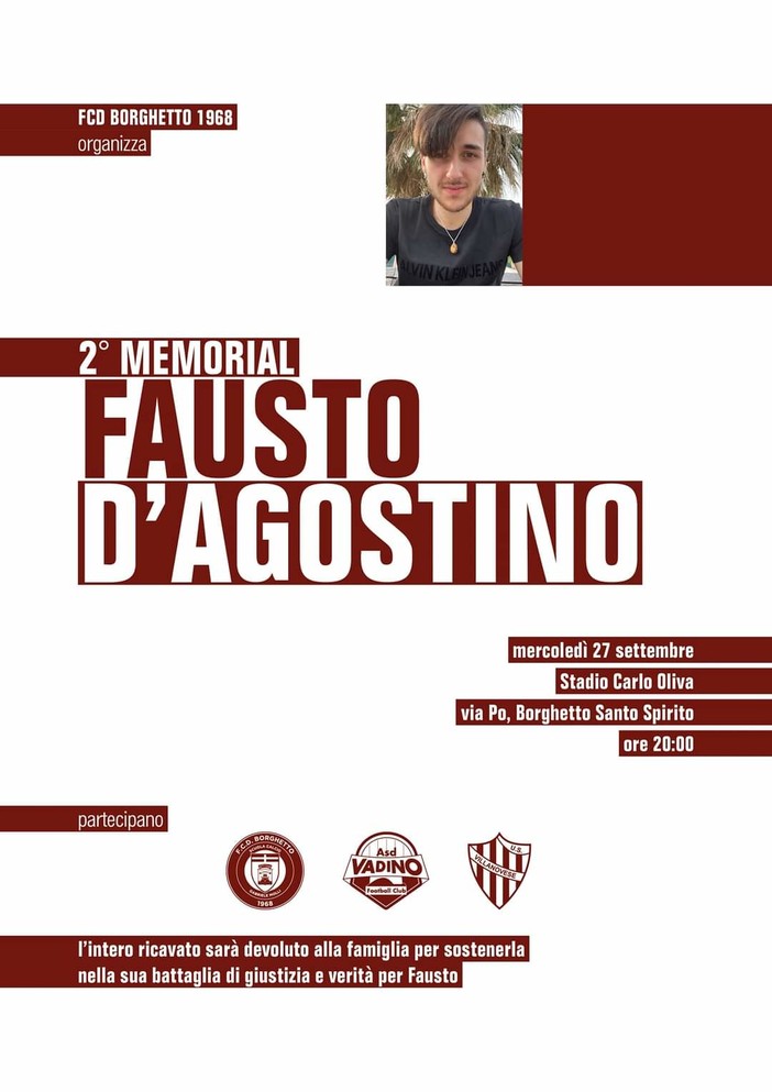 Calcio. 2° Memorial Fausto D'Agostino al campo &quot;Oliva&quot;