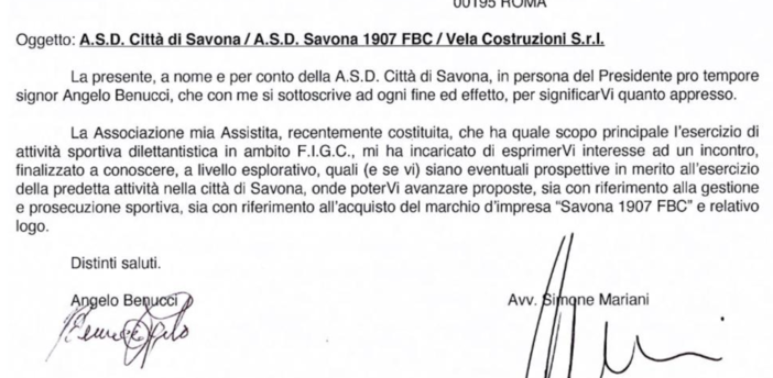 Calcio, Città di Savona. Nessuna risposta da Cittadino sull'acquisto del marchio &quot;Savona Fbc&quot;: &quot;Ci auspichiamo una risposta alla nostra richiesta&quot;