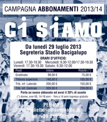 Calcio, Savona: Campagna abbonamenti e Facebook, tante novità per i supporters biancoblu