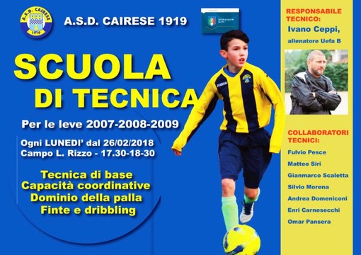 Calcio, Cairese: al Rizzo scuola di tecnica gratuita e aperta ai ragazzi di tutte le società