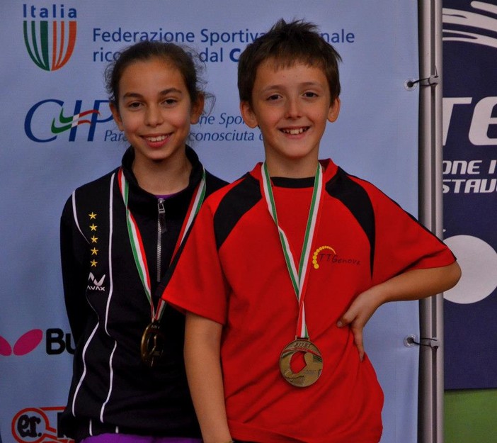 Nella foto: Valentina Roncallo (Toirano) e Andrea Puppo (Genova), bronzo nel doppio Giovanissimi